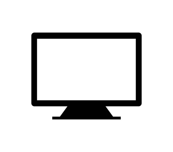 Computer Monitor Plat Pictogram Witte Achtergrond Vector Illustratie — Stockvector