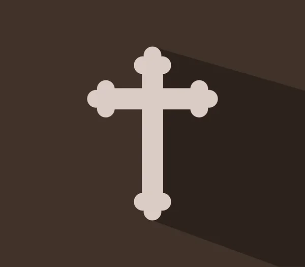 Icono Cruz Religiosa Fondo Blanco — Vector de stock