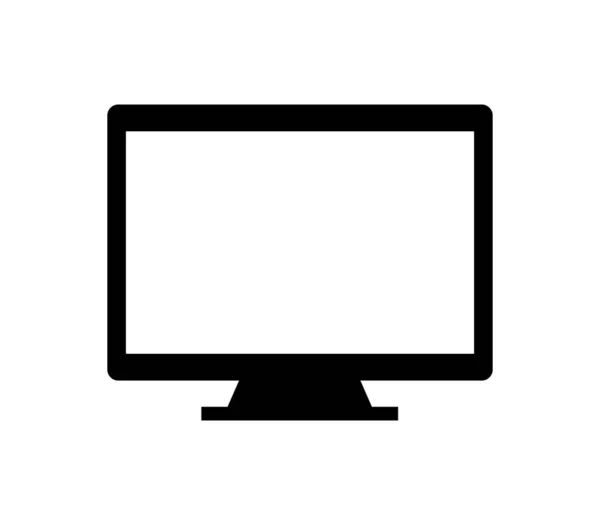 Számítógép Monitor Lapos Ikon Fehér Háttér Vektor Illusztráció — Stock Vector