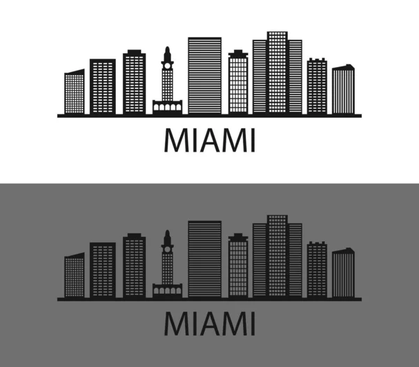 Miami Skyline Witte Achtergrond — Stockvector