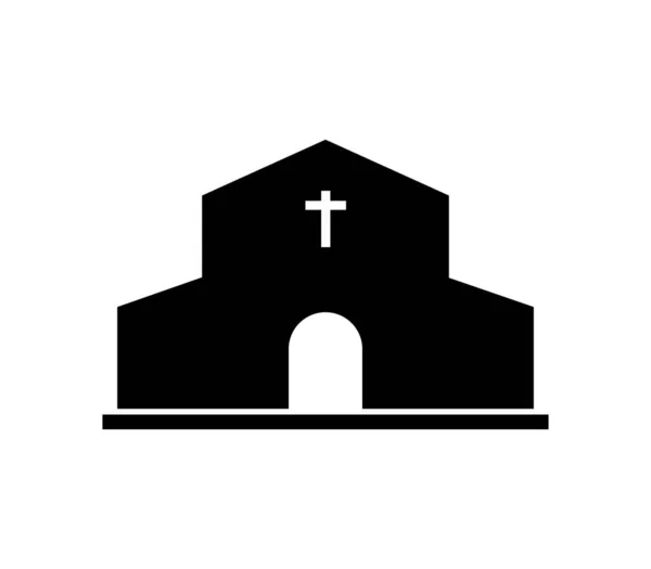白い背景にベクトルで描かれた教会のアイコンは — ストックベクタ