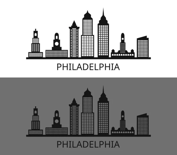 Philadelphia Skyline Auf Weißem Hintergrund — Stockvektor