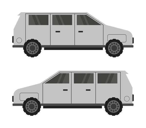 Furgonetas Coches Sobre Fondo Blanco — Vector de stock