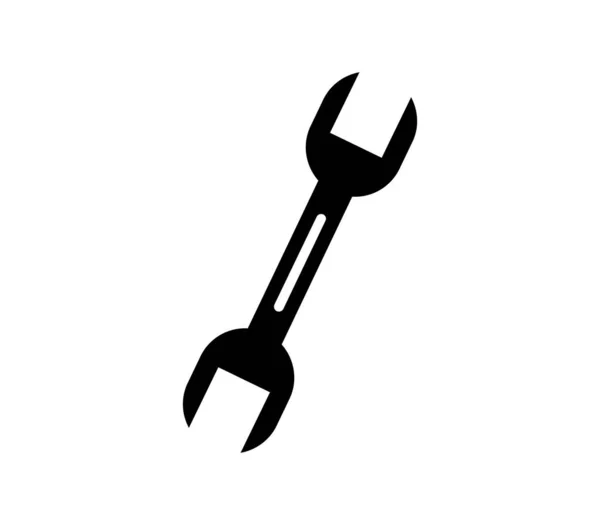 Wrench Platte Pictogram Witte Achtergrond Vector Illustratie — Stockvector