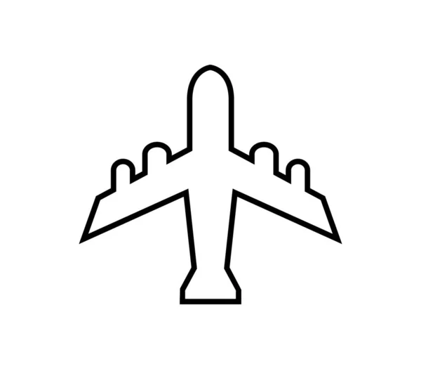Ícone Plano Avião Fundo Branco Ilustração Vetorial — Vetor de Stock