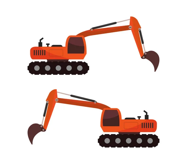 Excavator Illustration White Background — Stock Vector