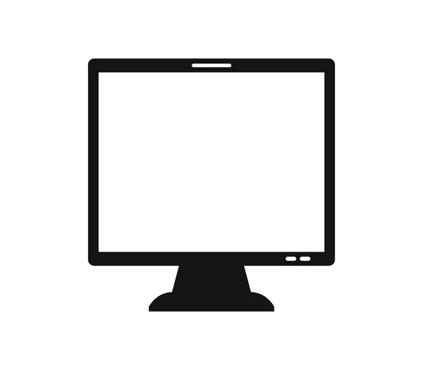 Computer Monitor Plat Pictogram Witte Achtergrond Vector Illustratie — Stockvector