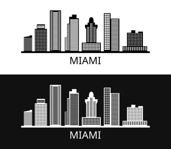 Miami Skyline Auf Weißem Hintergrund — Stockvektor