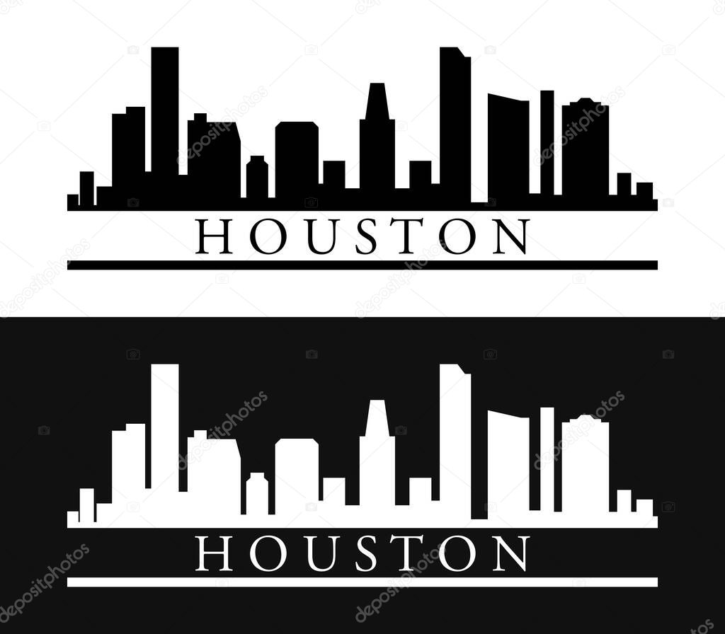 houston skyline on white background