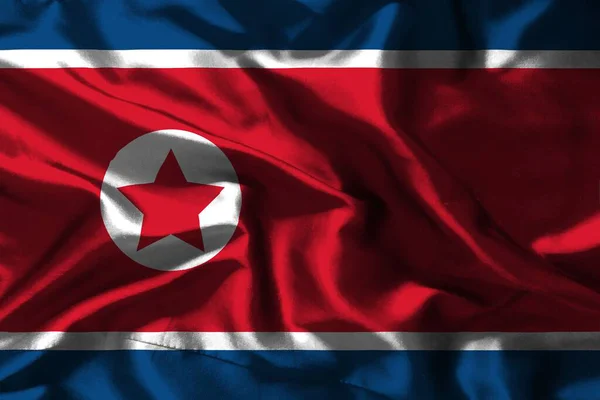 Kolorowe Tekstury Flagi Korei Północnej — Zdjęcie stockowe
