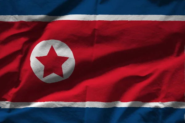 Textura Colorida Bandeira Coreia Norte — Fotografia de Stock