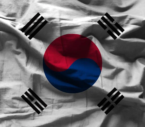 Bunte Textur Der Südkoreanischen Flagge — Stockfoto