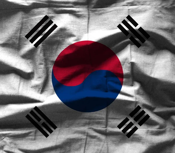 Bunte Textur Der Südkoreanischen Flagge — Stockfoto