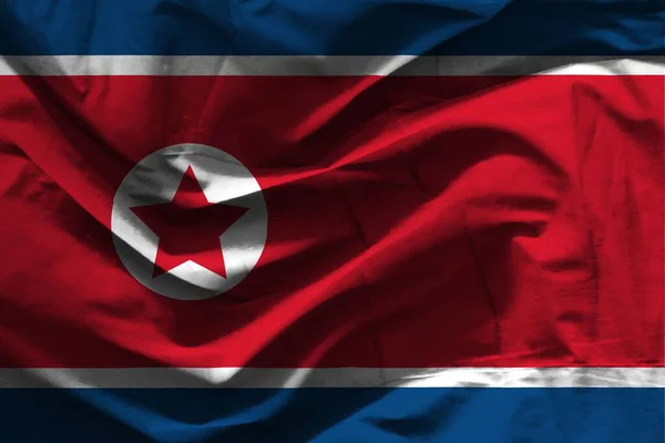 Textura Colorida Bandeira Coreia Norte — Fotografia de Stock