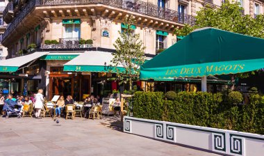 The famous parisian cafe Les Deux Magots, Paris, France. clipart
