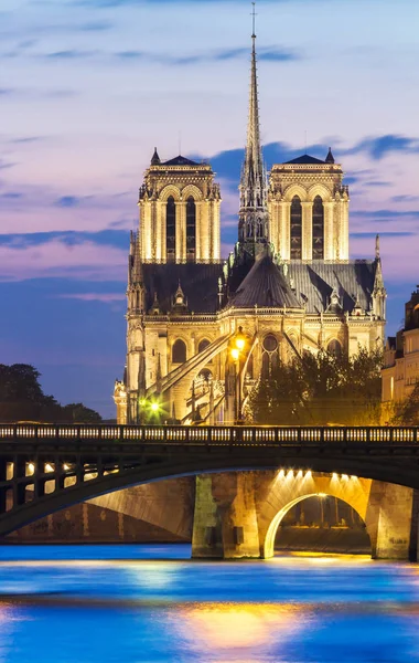 La cathédrale Notre Dame en soirée, Paris, France . — Photo