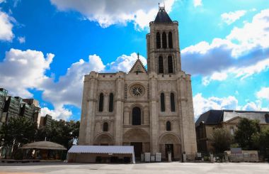 Exterior facade of the Basilica of Saint Denis, Saint-Denis, Paris, France clipart