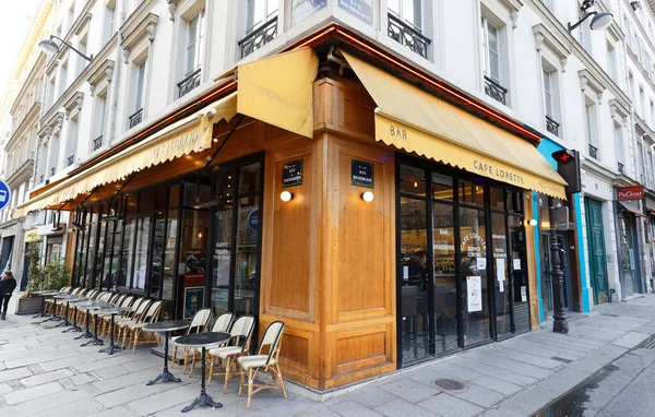 Paris France February 2020 Άποψη Του Τυπικού Παρισινού Καφέ Lorette — Φωτογραφία Αρχείου