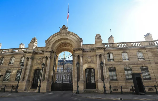 Widok Bramy Wejściowej Pałacu Elizejskiego Rue Faubourg Saint Honore Pałac — Zdjęcie stockowe