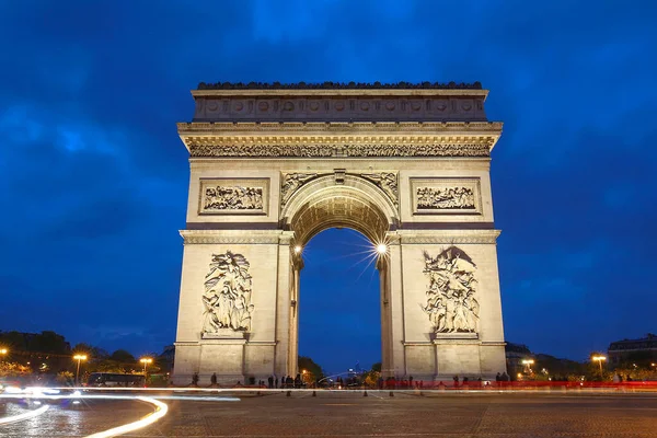 Triumfální Oblouk Jednou Nejznámějších Památek Paříži Uctívá Kteří Bojovali Zemřeli — Stock fotografie