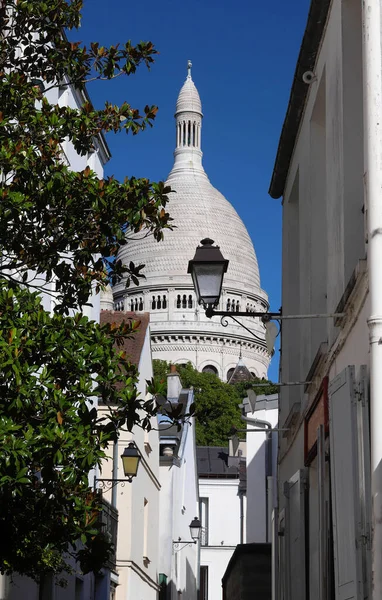 Bazilika Sacre Coeur Římskokatolický Kostel Nachází Summitu Butte Montmartre Nejvyšší Royalty Free Stock Fotografie