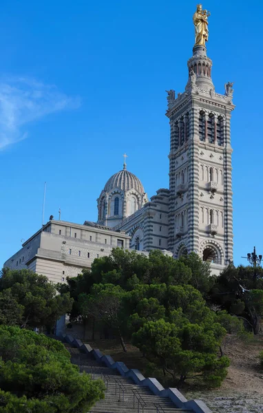 Célèbre Basilique Historique Notre Dame Garde Marseille Dans Sud France — Photo