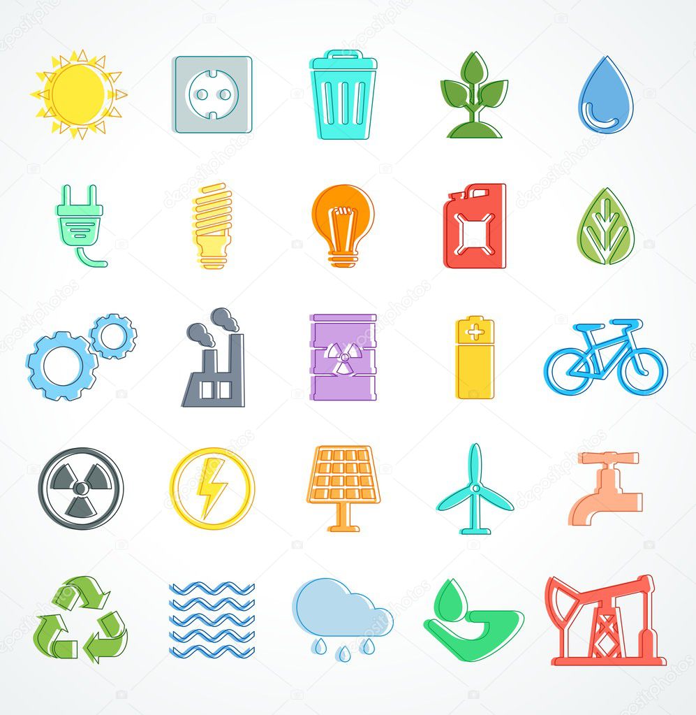 vector set of energy color line icon