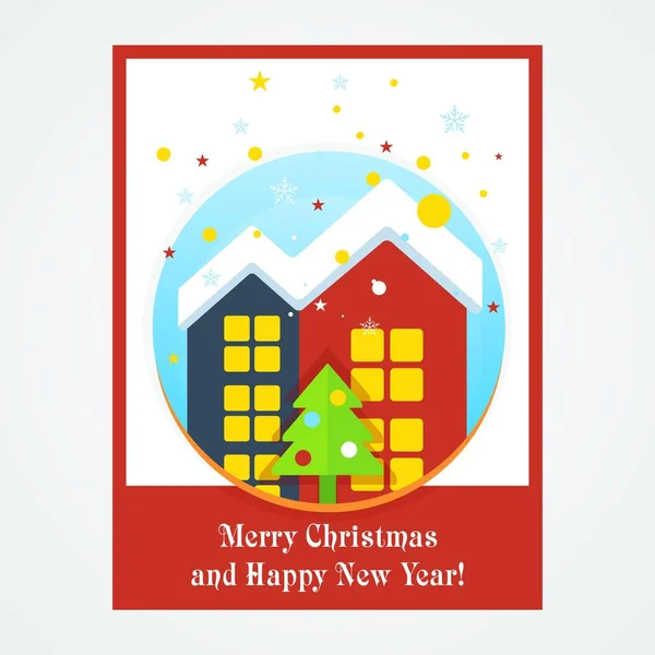 Christmas card with house — Stock Vector