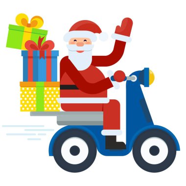 scooter üzerinde Santa