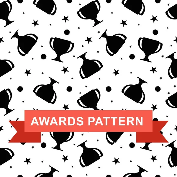 Awards seamless pattern cup black — Stock Vector