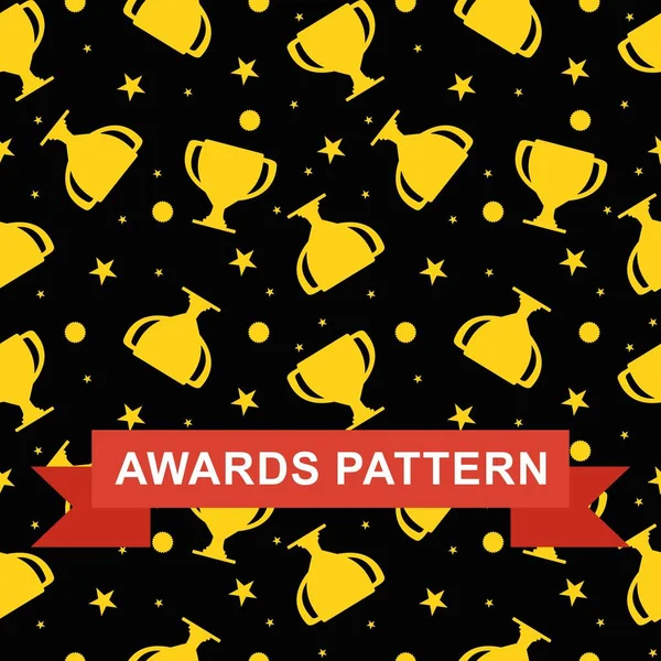 Awards seamless pattern cup black — Stock Vector