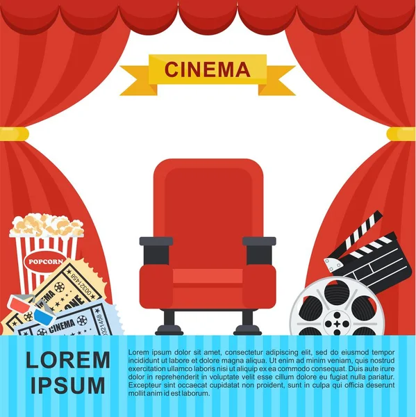 Cortinas de cine cartel — Vector de stock