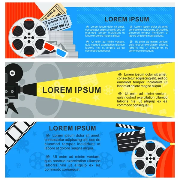 Banner de cine de color — Vector de stock