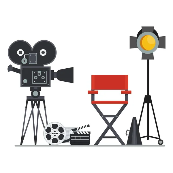 Set cinematografico regista sedia — Vettoriale Stock