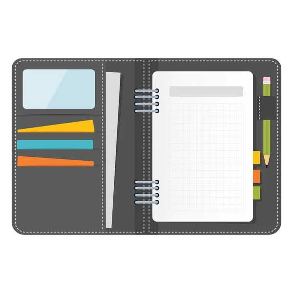 Grauer Notizbuch-Organizer — Stockvektor