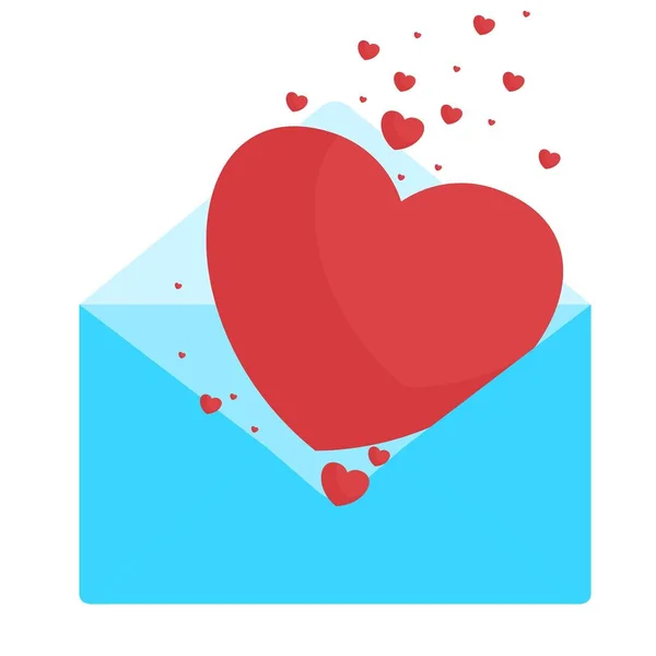 Blue envelop with hearts — Stock Vector