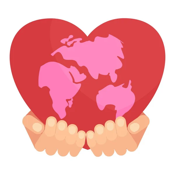 Две руки, держащие мир сердца — стоковый вектор