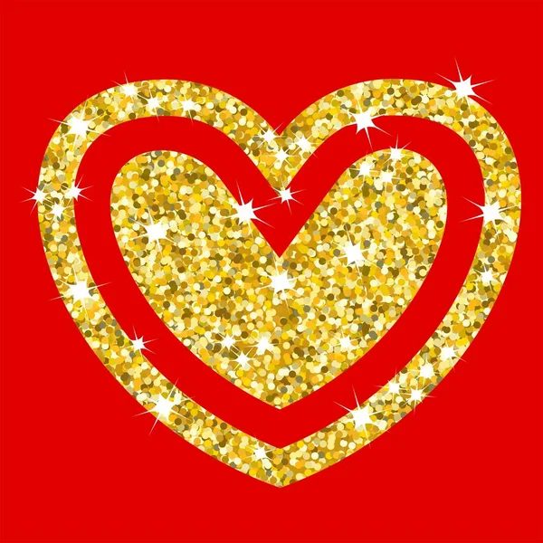 Złote serca na czerwono — Wektor stockowy