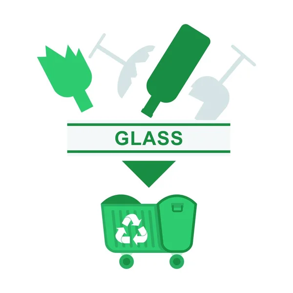 Vidrio de basura clasificado — Vector de stock