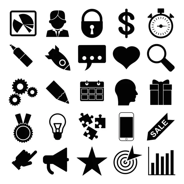 Conjunto de iconos de negocios negros — Vector de stock