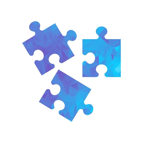 Puzzle icono azul polígono — Vector de stock