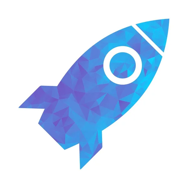 Cohete icono azul polígono — Vector de stock