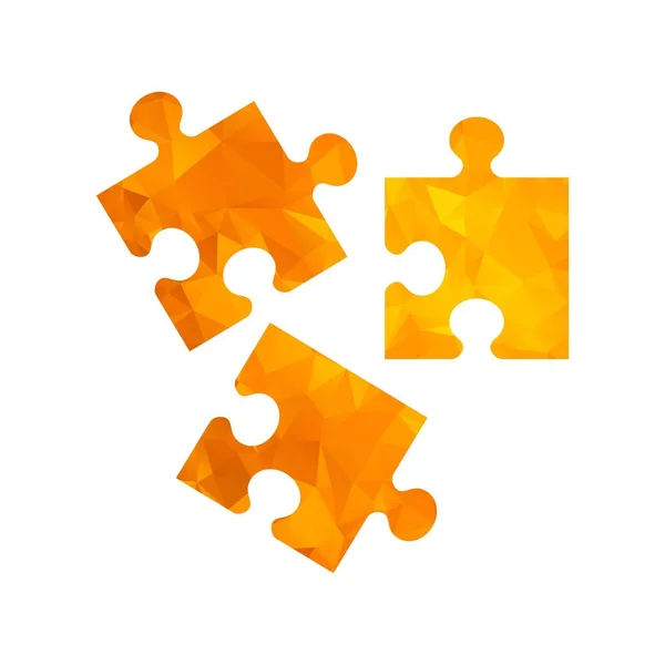 Polygon golden icon puzzle — Stock Vector