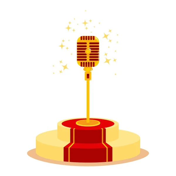 Microphone doré sur le podium — Image vectorielle