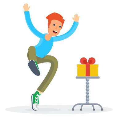 hediye ile mutlu adam