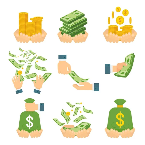 Dinero en manos — Vector de stock