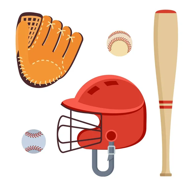 Ícones de equipamento de beisebol — Vetor de Stock