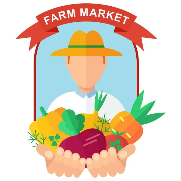 Farm marknaden logotyp mannen — Stock vektor