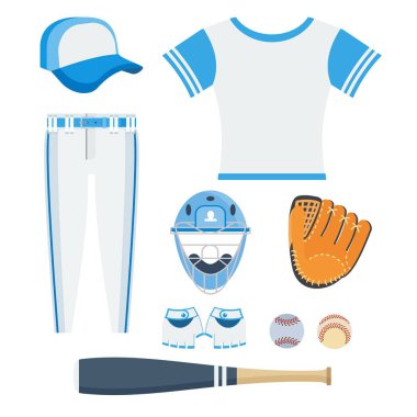 set of baseball equipment clipart
