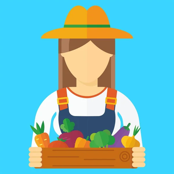 Çiftçi kadın sebzeli — Stok Vektör